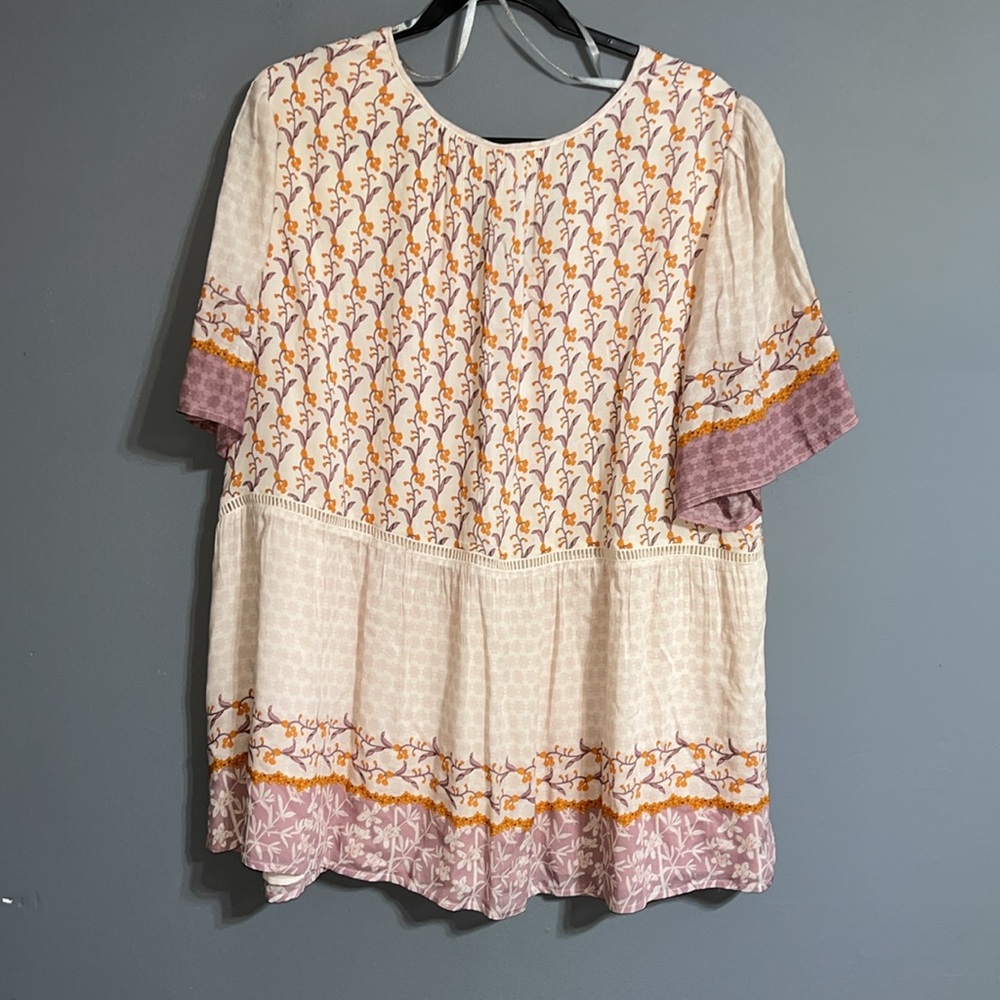 DANIEL RAINN Short Sleeve Border Print
Popover TopFloral Boho Blouse 3XL - Picture 6 of 11